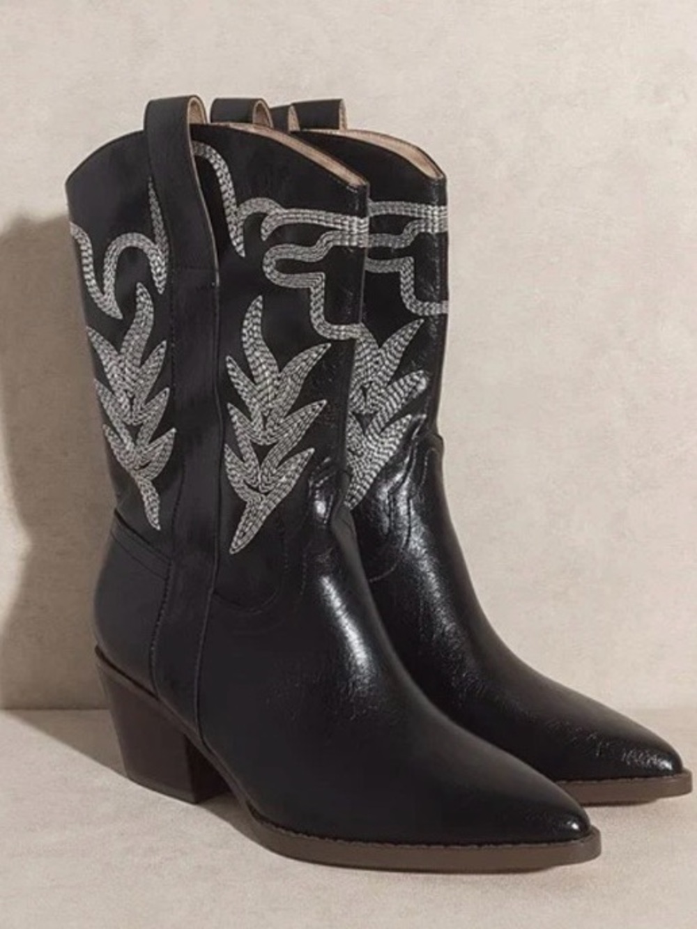 Oasis Society Black Western Embroidered Cowgirl Boot